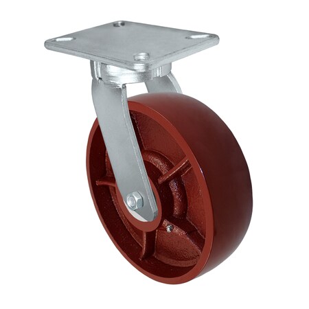 Durastar Caster 10x3 Swvl Fork, 10x3 Ductile .SteelRed, Roller, 5-1/4x7-1/4 92CS1030DS25R-06